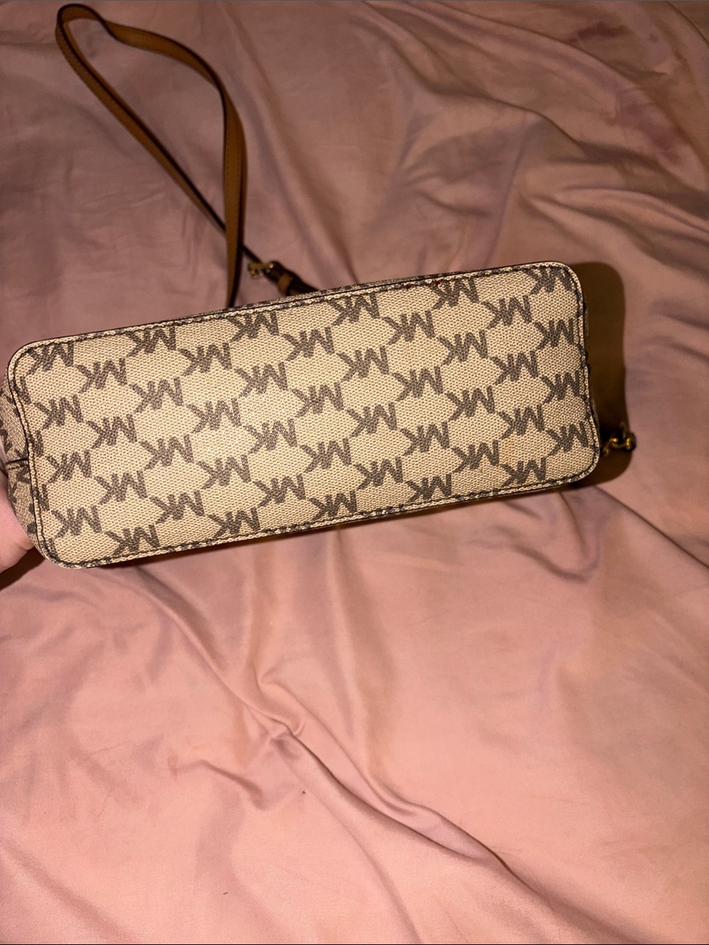 Michael Kors Tan and Beige MK Logo Crossbody Bag - Picture 3 of 4